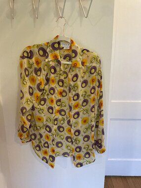 Vintage Tracy M Silk Printed Button Down